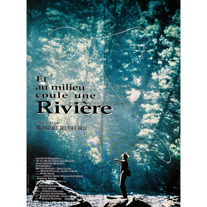 ET AU MILIEU COULE UNE RIVIERE Affiche de film- 60x80 cm. - 1992 - Robert Redford, Brad Pitt