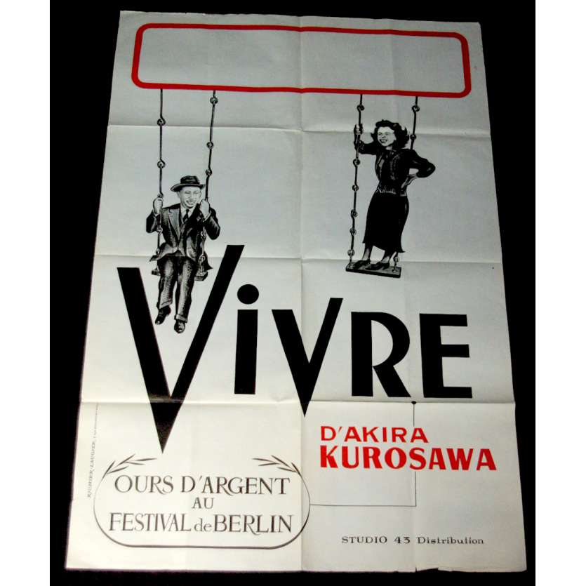 VIVRE Affiche 80x120 FR R54 Akira Kurosawa TRES RARE ! Ikiru To Live Movie Poster