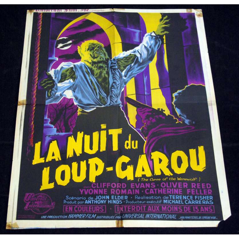 NIGHT OF THE WEREWOLF French Movie Poster 23x33 '61 Oliver Reed Hammer Films
