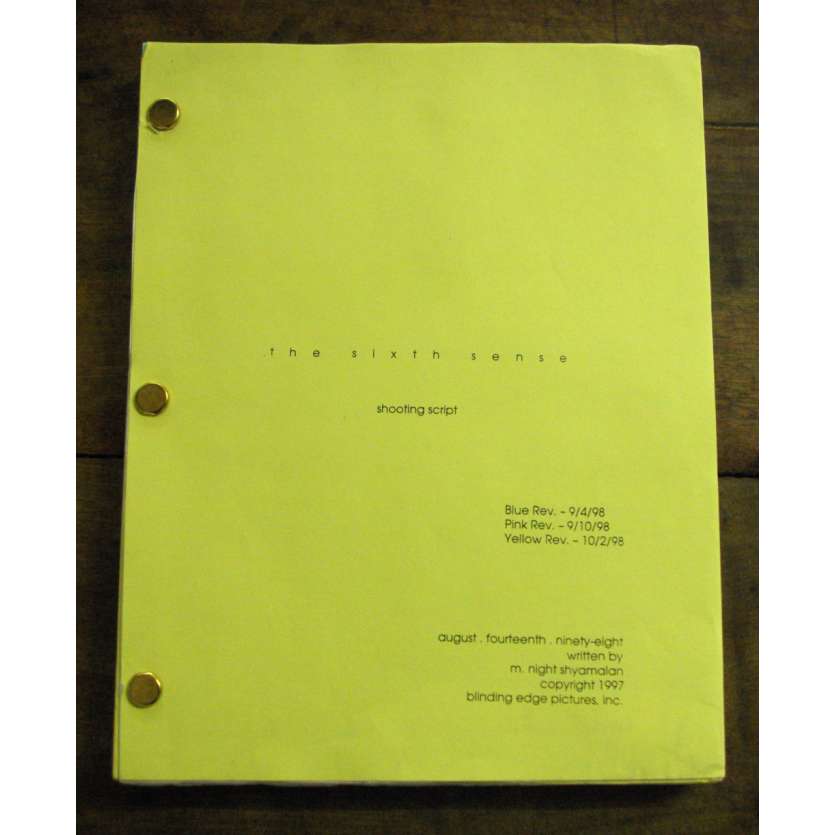 6TH SENSE Production-used Movie Script '98 Bruce Willis, M. Night Shyamlan